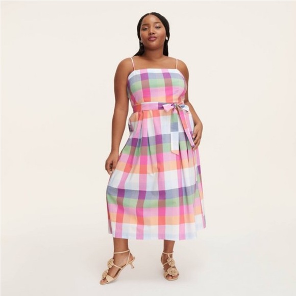 Kate Spade New York X Target Women’s Plaid Tie-Waist Midi Dress Size Medium - Picture 1 of 4